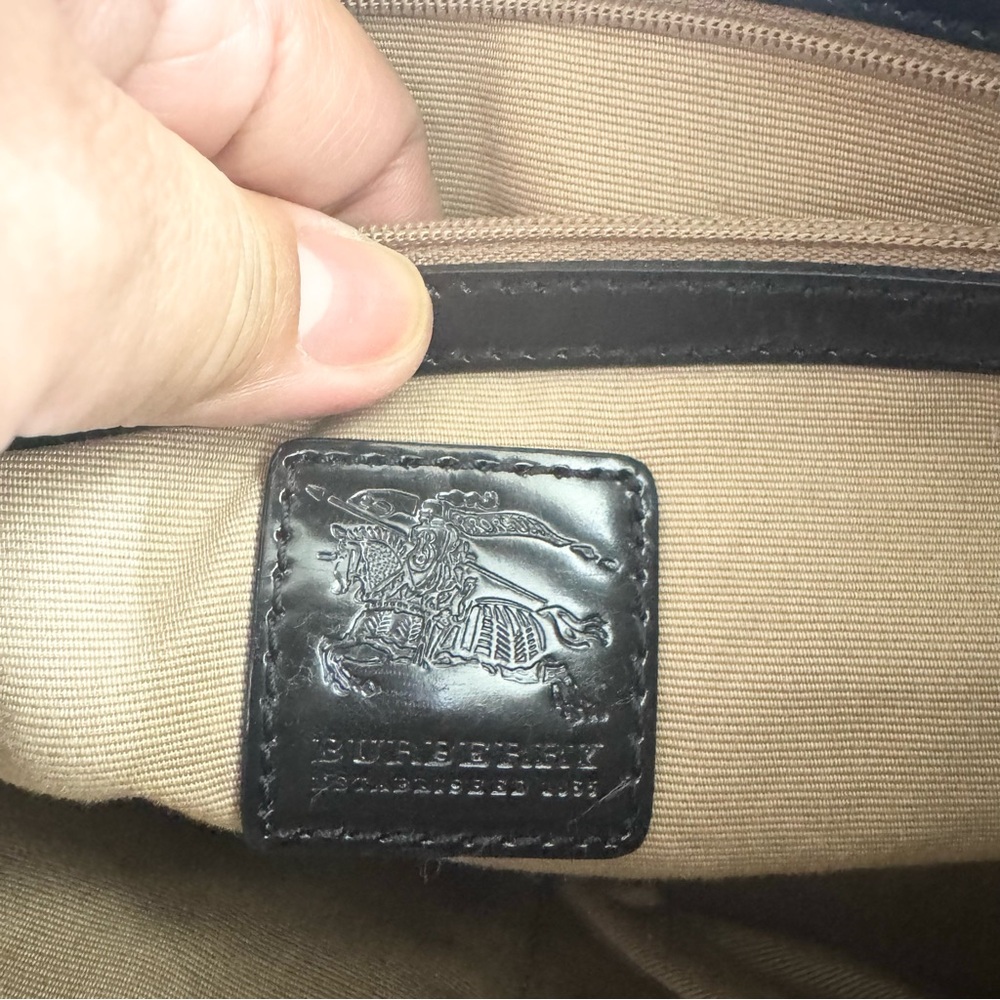 Burberry Black and Cream Checkered Hobo Bag - Picture 8 of 15